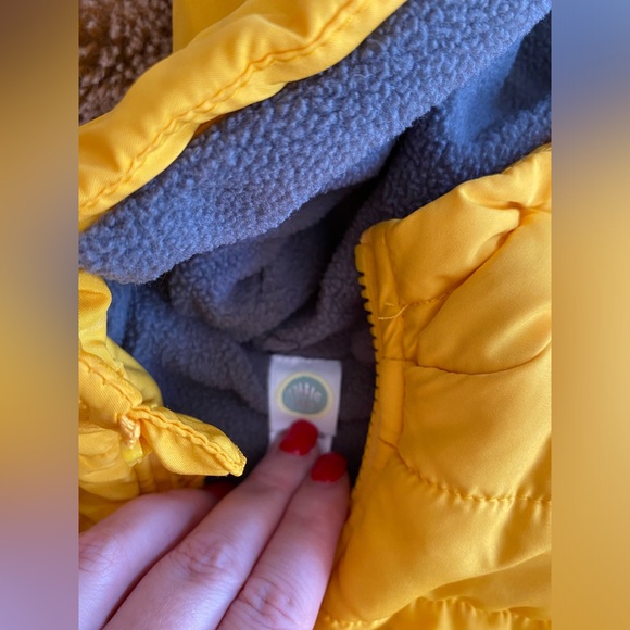 Fleece lined yellow Little Me puffer vest in 18 months - Picture 3 of 6